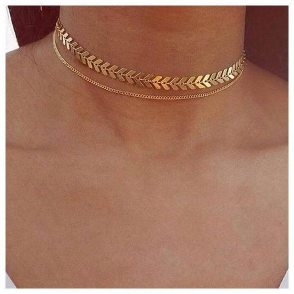 Chevron Double Choker Necklace